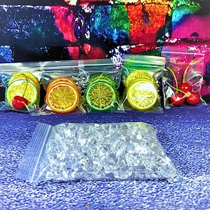 Fruit Ice Set, Lemon Ice Set, Ice Toppers, Cherry Ice Tumbler, Toppers, 3D Tumbler Toppers, Faux Fruit toppers, Ice Lid Topper, Fake ice set