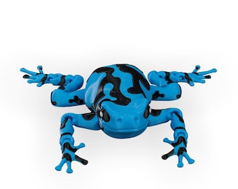 3D Printed Articulated Poison Dart Frog – Flexible Poseable Frog Toy, Amphibian Desk Buddy, Unique Frog Lover Gift