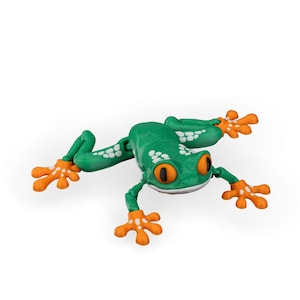 3D Printed Articulated Red-Eyed Tree Frog Toy, Poseable Frog Gift, Flexible Frog Desk Buddy, Detail Animal Fidget Toy, Gift for Frog Lover