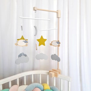 Baby crib mobile holder, Crib mobile arm, Nursery mobile crib holder, Baby mobile wood arm