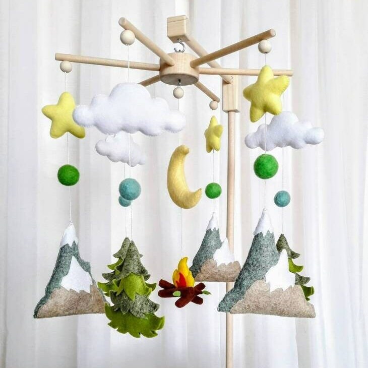 Felt Baby Mobile: Mountains, Trees, Crib Nursery Decor