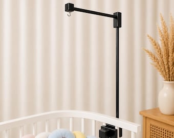 Black Crib Mobile Arm, Baby Mobile Holder, Wooden Mobile Arm for Crib, Nursery Mobile Hanger, Modern Baby Room Decor