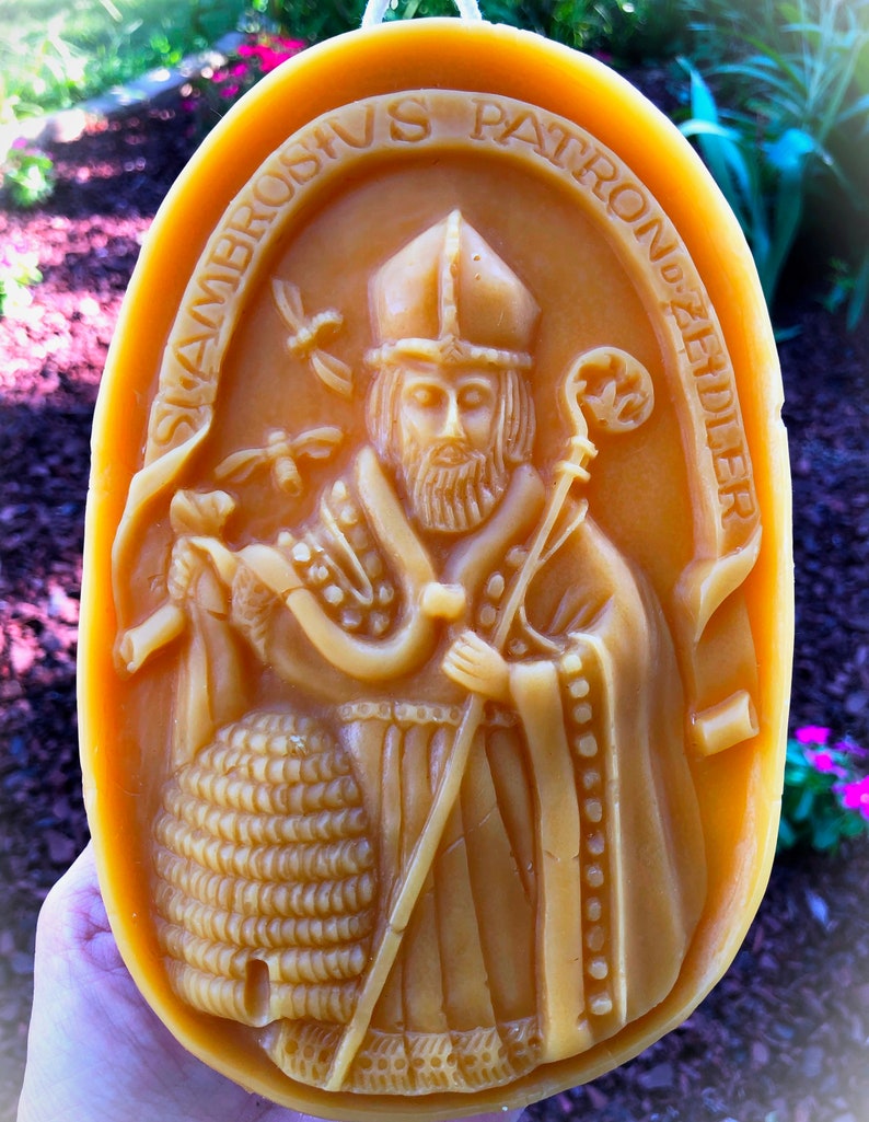 St. Ambrose Wall Plaque of 100 Pure Beeswax Etsy