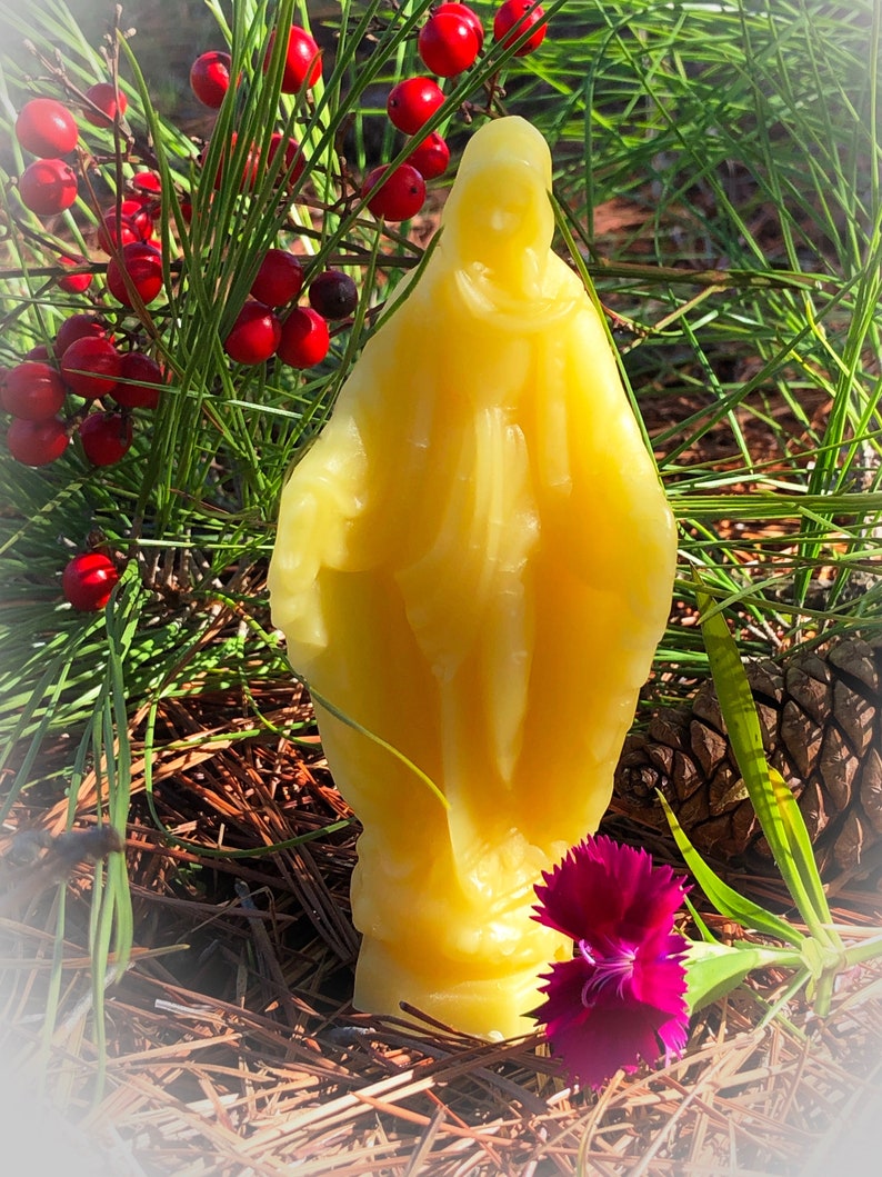 Our Lady of Grace 100% blessed beeswax figurine image 1