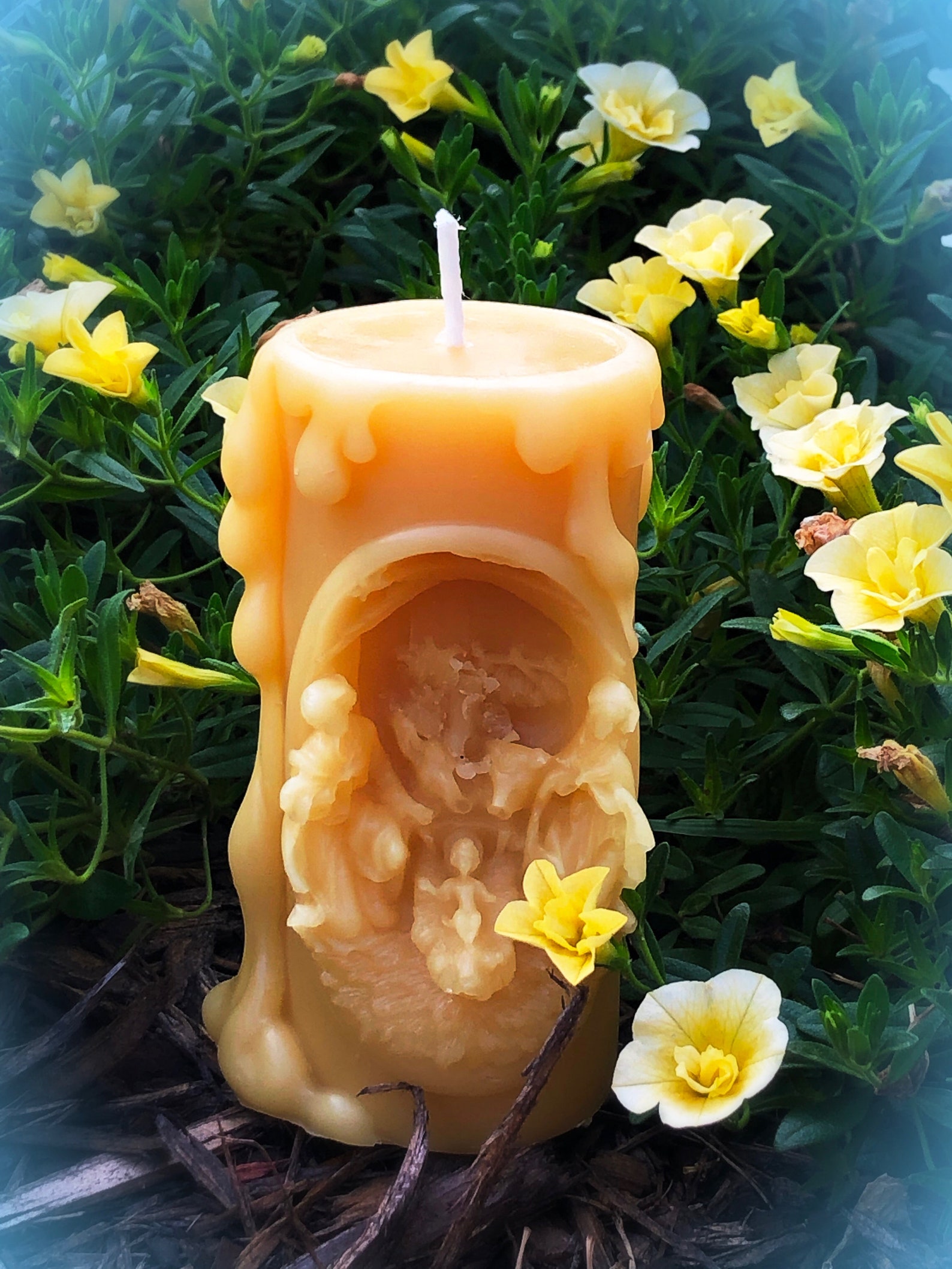Nativity Scene Pillar Candle, 100 Pure Yellow Beeswax, Handpoured Etsy
