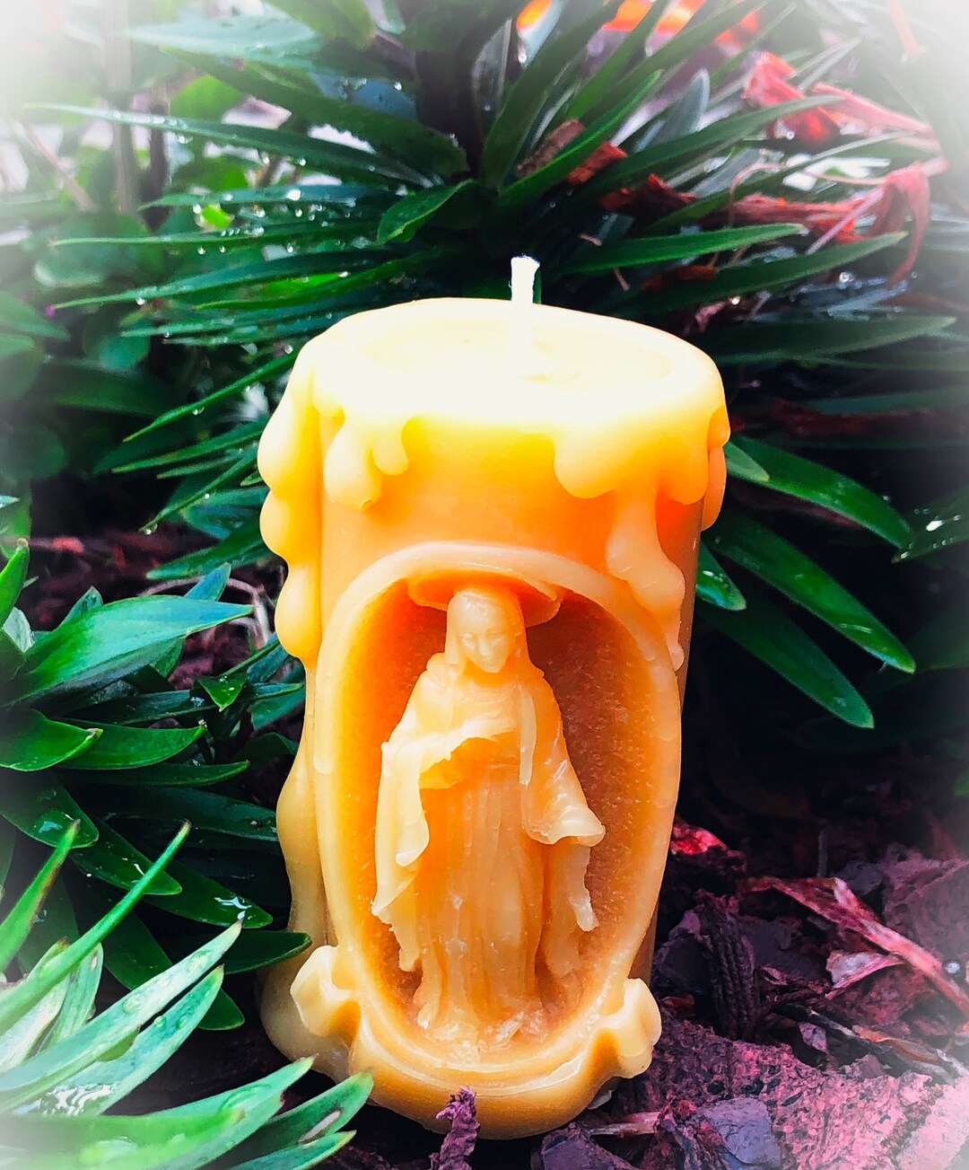 Beautiful Virgin Mary Candle, Handpoured Using 100 Pure Unbleached