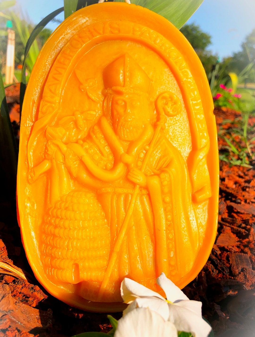 St. Ambrose Wall Plaque of 100 Pure Beeswax Etsy