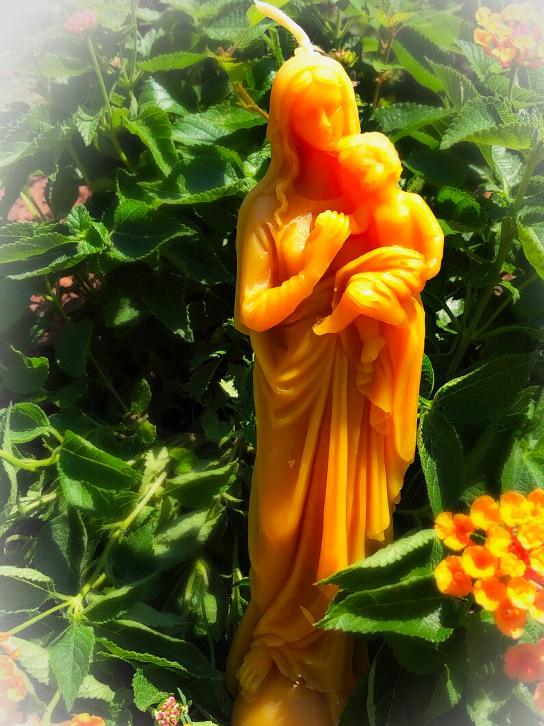 Tall 8.5 Blessed Mother and Child Jesus pillar candle image 0