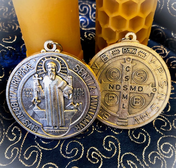 Large 2 St. Benedict medals blessed Traditional Rite by a priest -- you  pay for shipping costs & materials only