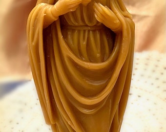 NEW--  Immaculate Heart of Mary, 9.5", 14oz. Hand-poured 100% Beeswax candle