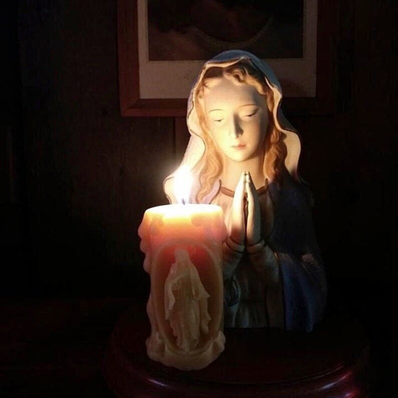Beautiful Virgin Mary Candle Handpoured Using 100 Pure Etsy