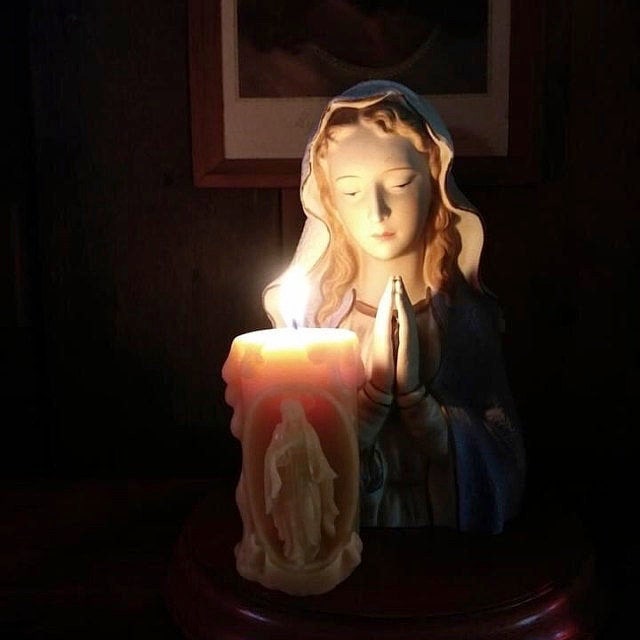 Beautiful Virgin Mary Candle Hand-poured Using 100% Pure | Etsy