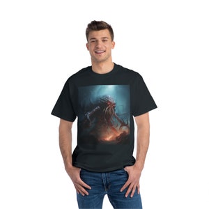 Cthulhu Risen - Red-Eyed Monster of The Deep" Halloween, Creepy, Gothic, Cult Classic, Kaiju, Beefy-T®  Short-Sleeve T-Shirt