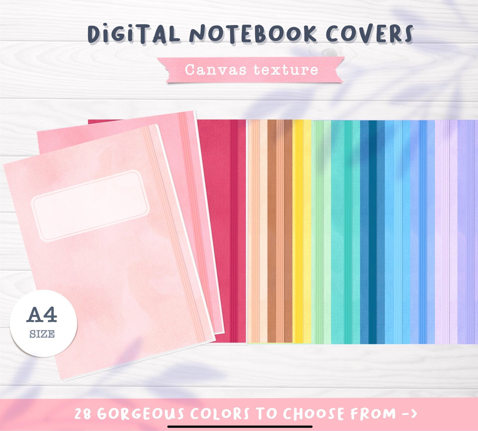 Canvas Textured Digital Notebook Covers Pastel Bullet Journal Etsy