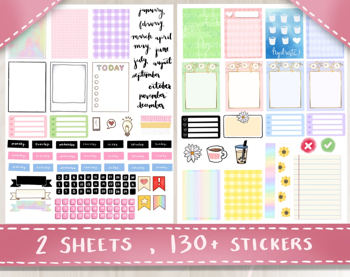 Basic Digital Bujo Stickers Kit Digital Planner Clip Art - Etsy