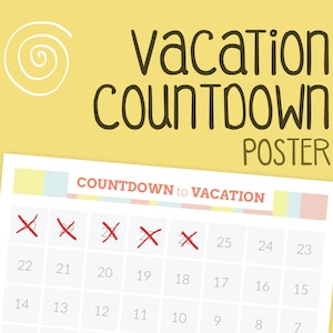 Vacation Countdown Printable Poster - 30 Day Countdown - Travel Planning - Family Vacation - Summer Vacation