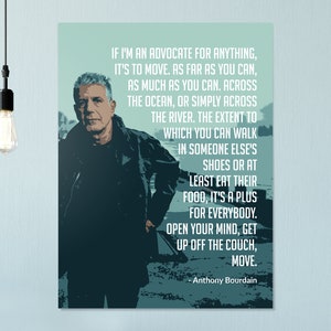 Get Off The Couch Travel Poster | Anthony Bourdain Quote Wall Art | Travel Gift | 18x24&quot; Premium Textured Canvas Material