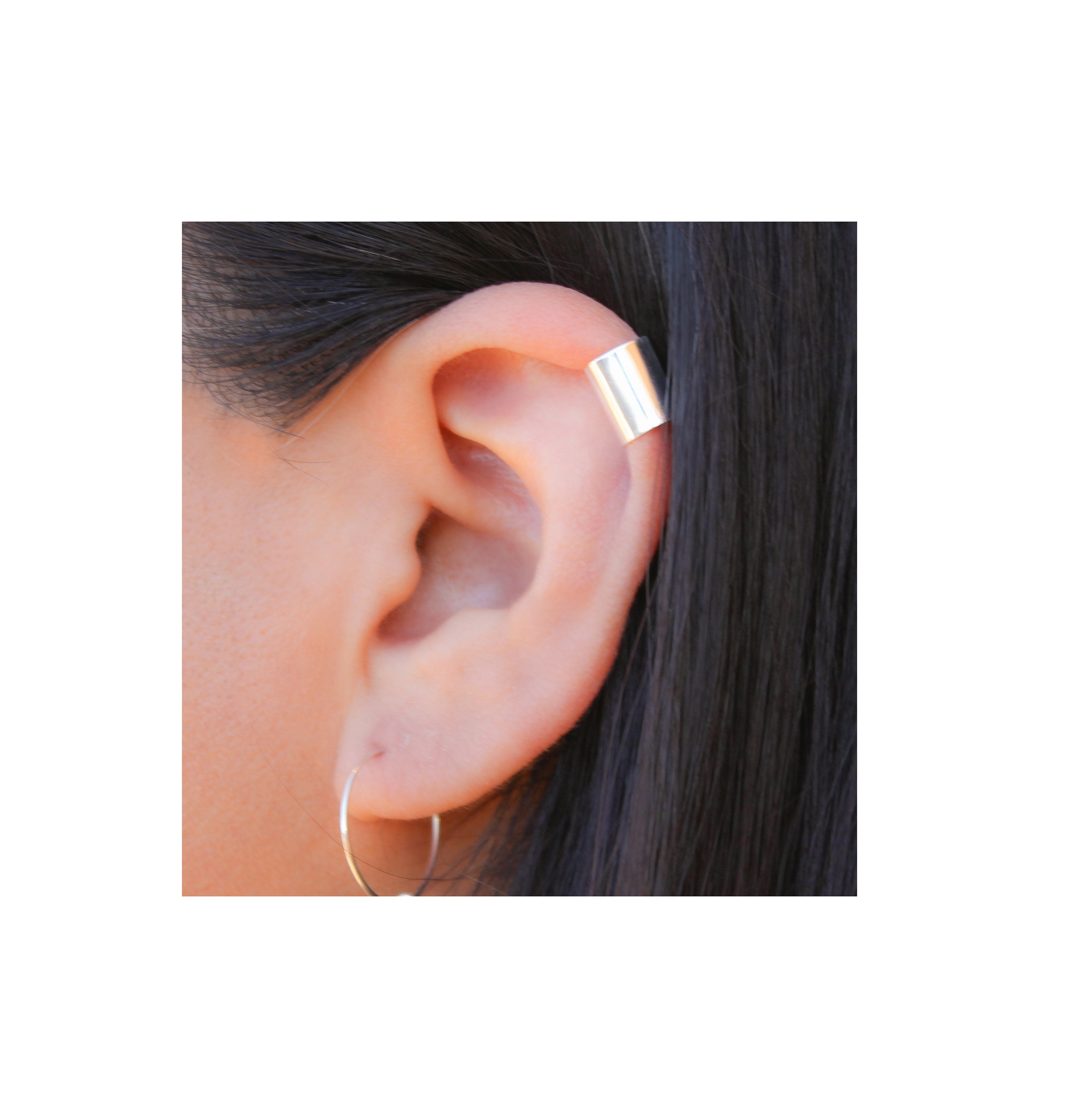 Sterling Silver Extra Wide Helix Ear Cuff Earring for Women. Wrap