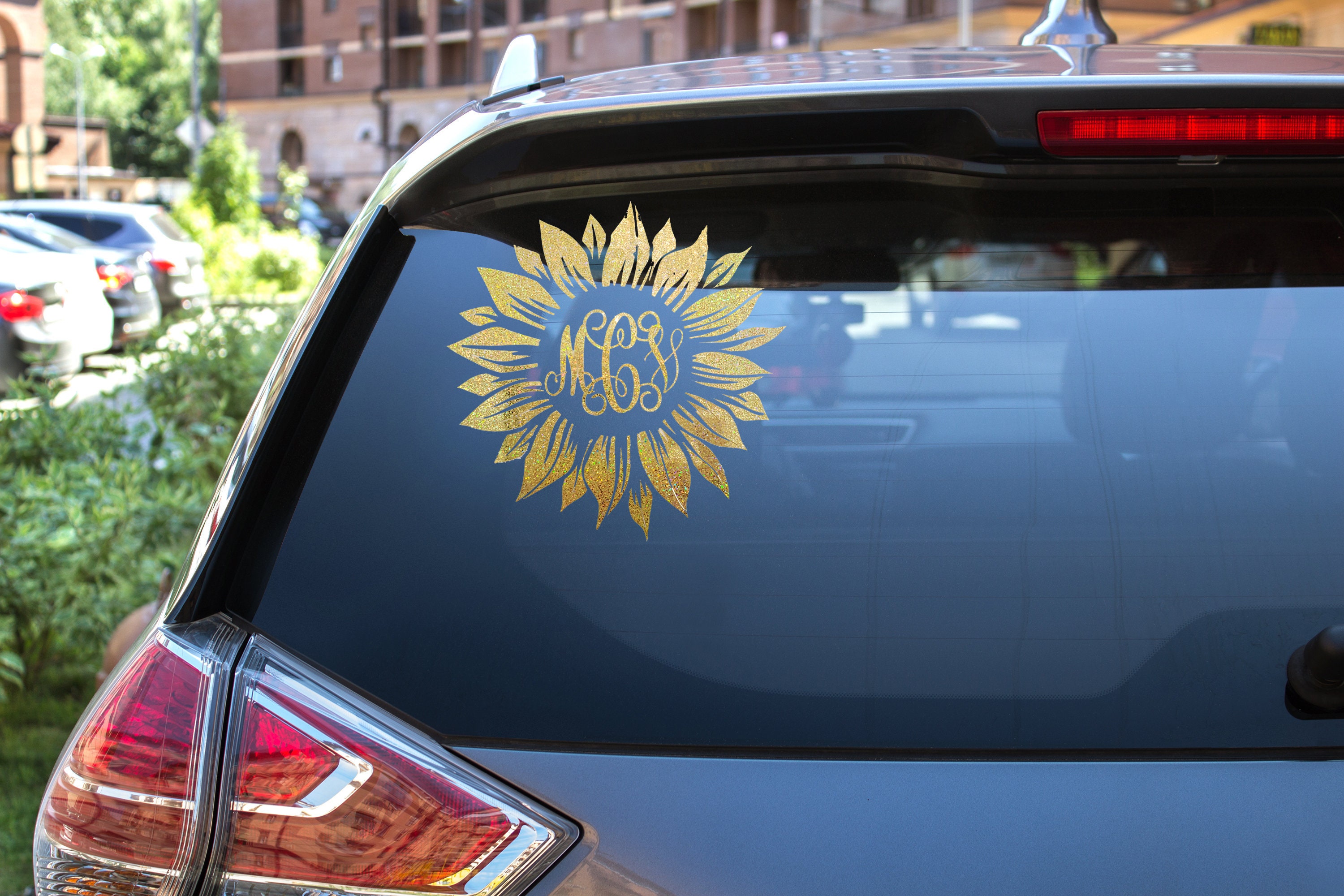 Custom Sunflower Monogram Vinyl Decal Sticker. Holographic or Solid C…