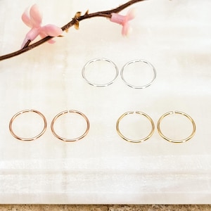 Small Huggie Hoop Earrings in Gold, Silver or Rose Gold, Minimalist Seamless Hoop Earrings