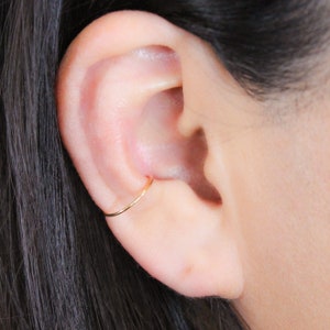 Dainty Thin Orbital Hoop Earring, Seamless Cartilage Conch Earring in 14K Gold Filled, 14K Rose Gold Filled or .925 Sterling Silver