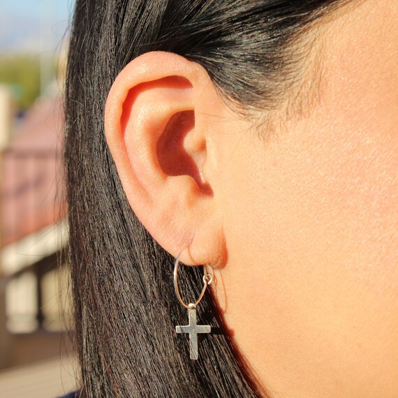 Hoops with dangling best sale cross