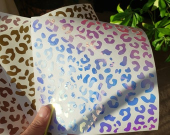 Leopard Print Vinyl Decal Stickers: Holographic or Solid Color