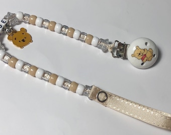 New! Baby Pooh personalised dummy pacifier clip