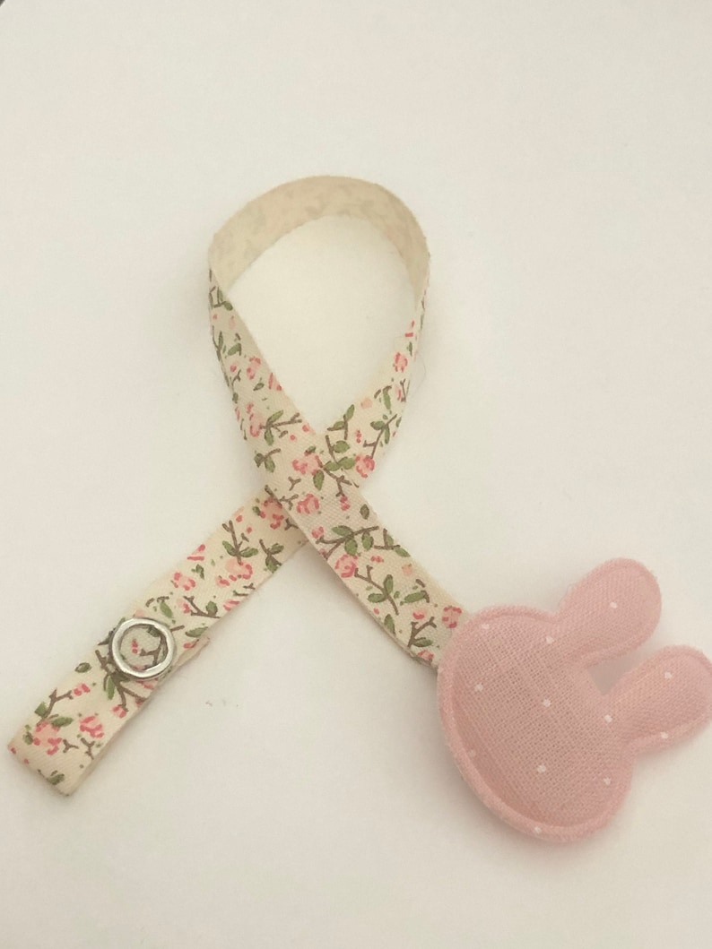 Pink rabbit Baby/reborn ribbon dummy clip. image 1