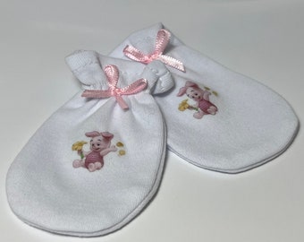 Any 3 pairs for 10 pounds!  1 pair baby’s newborn piglet cotton scratch mittens.