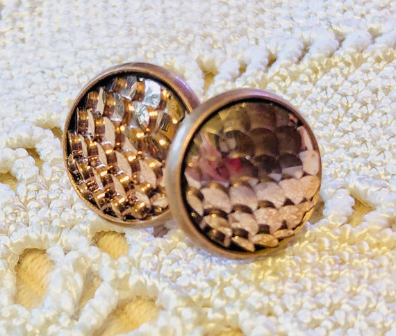 Copper Dragon Scales Stud Earrings Metallic 12mm Pierced Earrings 