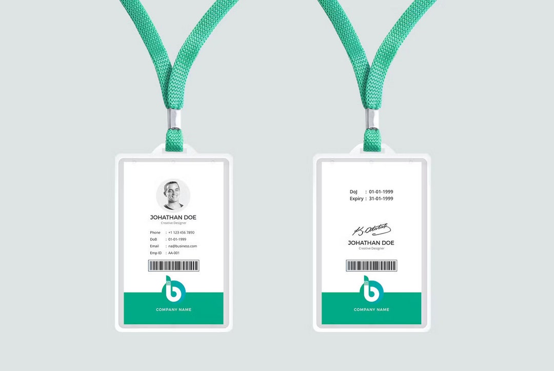 Printable Name Badge Teacher ID Card Template Psdtemplate - Etsy