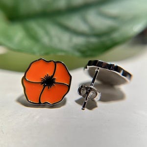 California Poppy Earrings, 925 Sterling Silver Studs