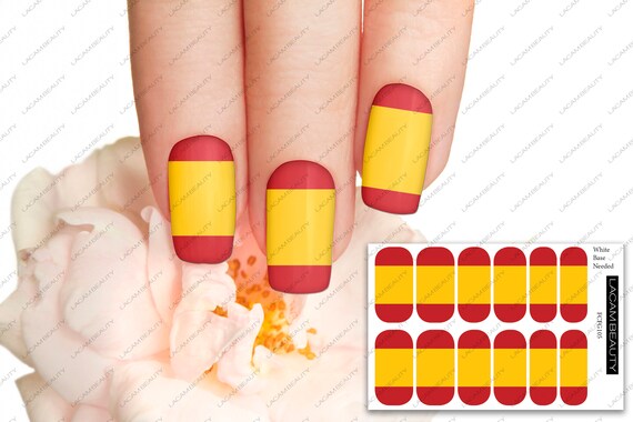 Full Cover Spain Flag Nail Decal Water Decals Nail Art Etsy