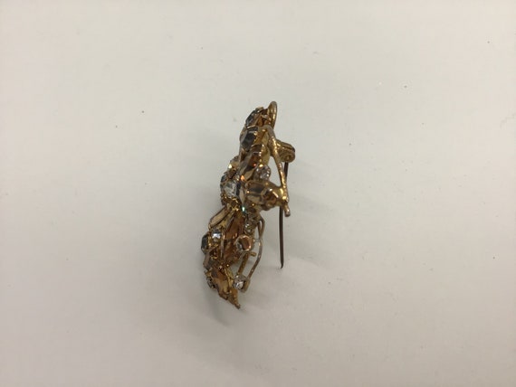 Butterflies Pin brooch rhinestones gold - image 2