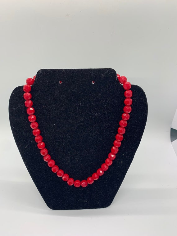 Necklace Red Glass 1 strand