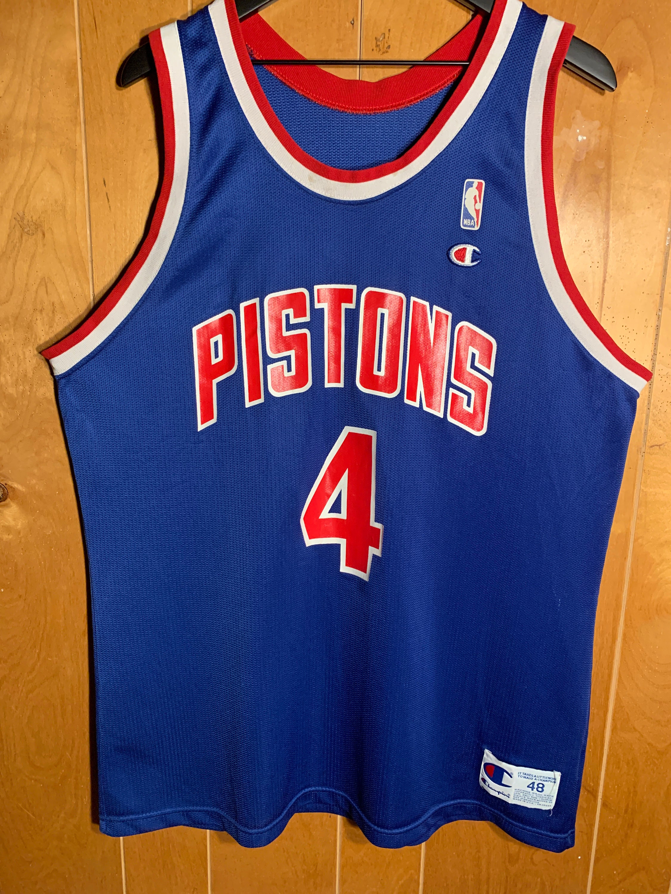 Vintage Champion Joe Dumars Jersey Detroit Pistons NBA Sz 44 - RARE