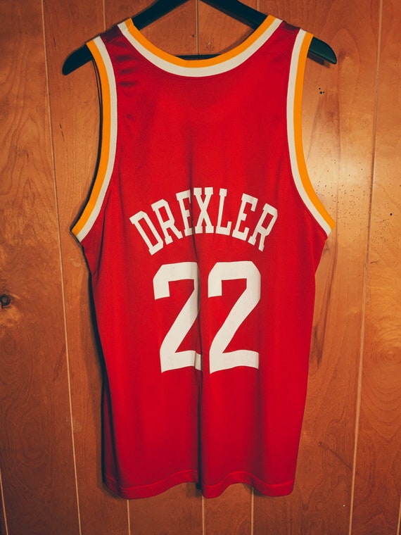 Clyde Drexler Houston Rockets Adidas Jersey 2XL Red Stitched Logo