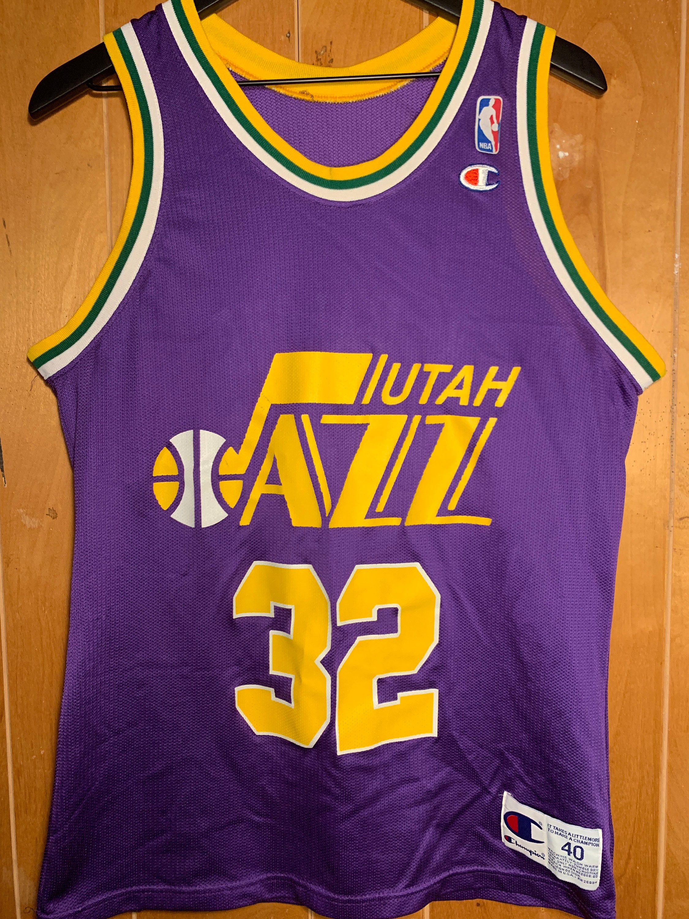 Hoops Media Replica x Utah Jazz x Karl Malone x Champion Jersey x Men's Size Medium