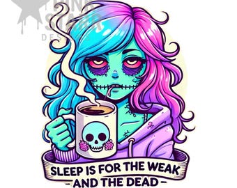 Pastel Zombie Coffee PNG: Spooky Goth Clipart (Digital Download)
