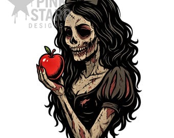 Zombie Snow White Clipart | Horror Princess PNG (Digital Download)