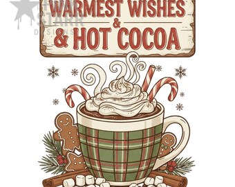Hot Cocoa Christmas Mug Sublimation | Holiday Clipart (Digital Download)