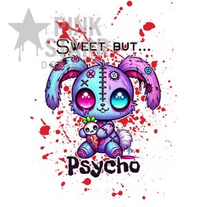 Creepy Zombie Bunny PNG – Kawaii Halloween Clipart (Digital Download) image 1