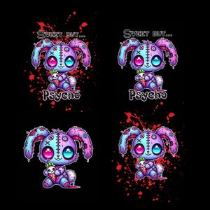 Creepy Zombie Bunny PNG – Kawaii Halloween Clipart (Digital Download) image 2
