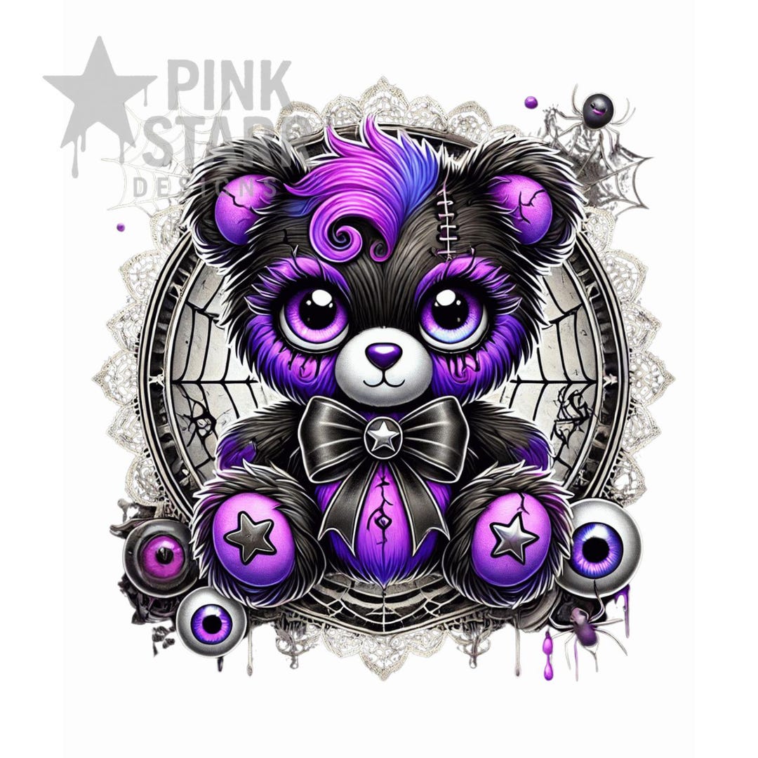 Gothic Teddy Bear PNG | Creepy Kawaii Digital Art, Spiderweb Lace ...
