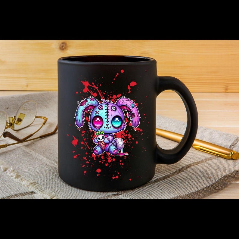 Creepy Zombie Bunny PNG – Kawaii Halloween Clipart (Digital Download) image 5