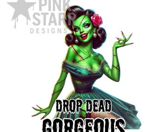 Zombie Pin-Up Girl PNG – Creepy Cute Sublimation Design (Digital Download)