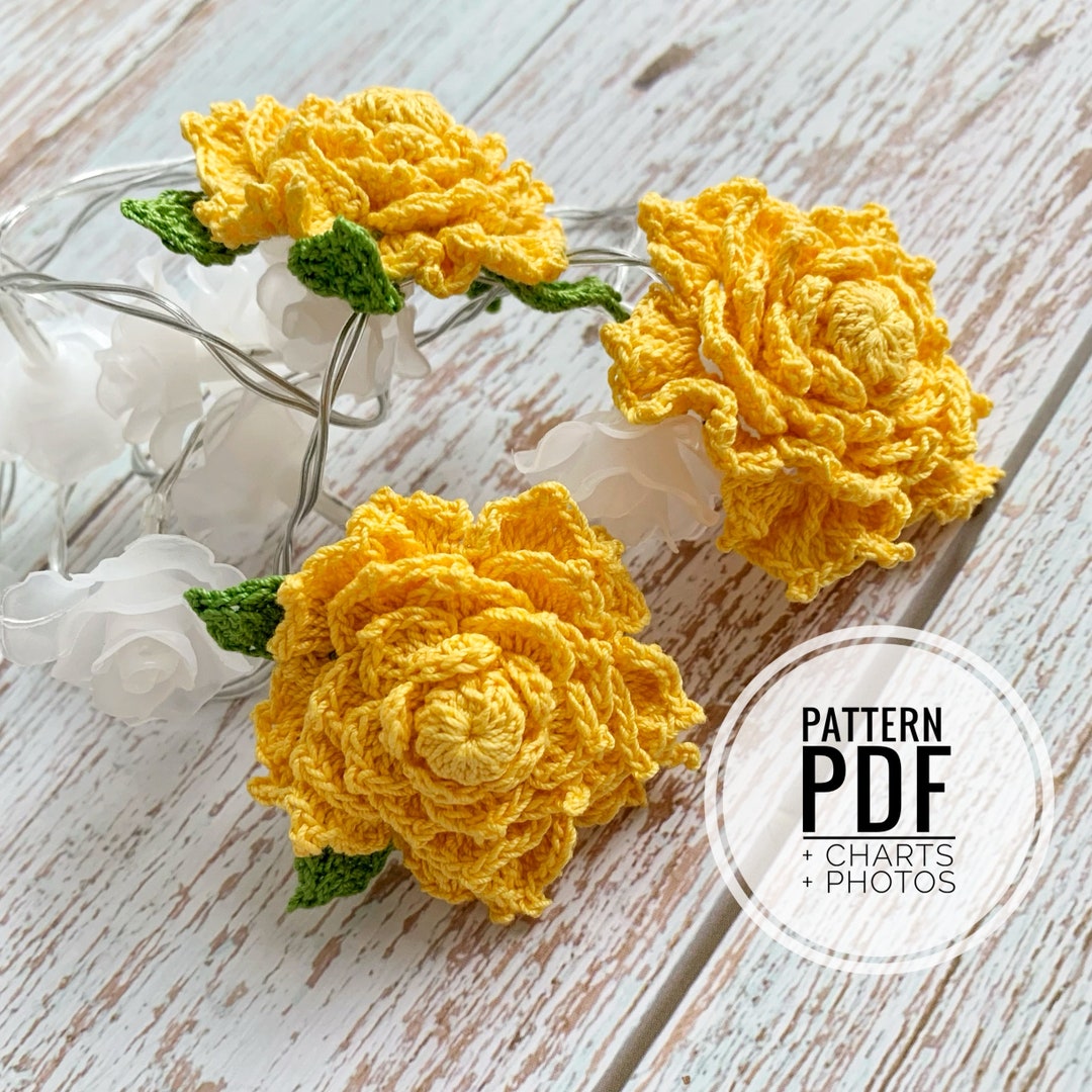 Write Me Roses Patterns Rose Flower PDF Written Pattern Instant Download Crochet Step-by-step ...