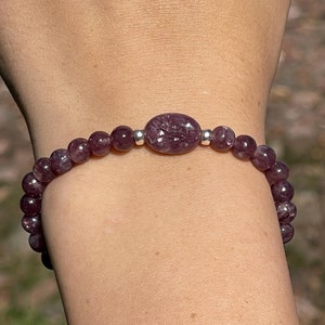 Luxe Lepidolite Genuine Gemstone CrystalStretch Bracelet - #SB9
