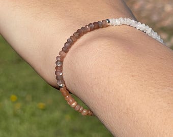Luxe Multi Moonstone Genuine Gemstone Crystal Stretch Bracelet - #SB15